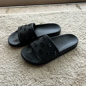 Black slide sandals